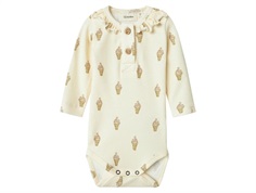 Lil Atelier bodysuit turtledove with waffle ice cream